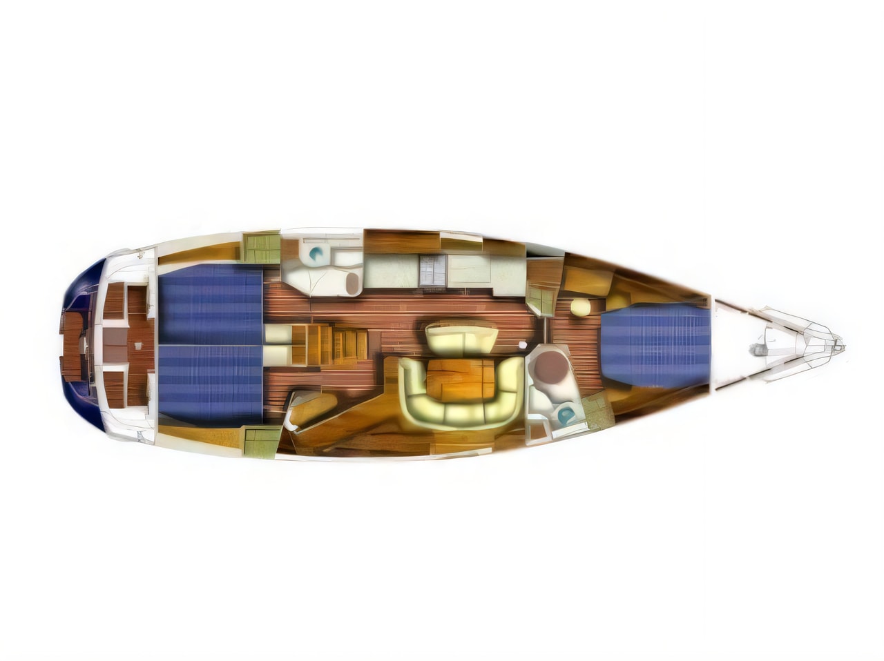 Interior of Sun Odyssey 49 sail boat with 3 cabins Croatia yacht charter