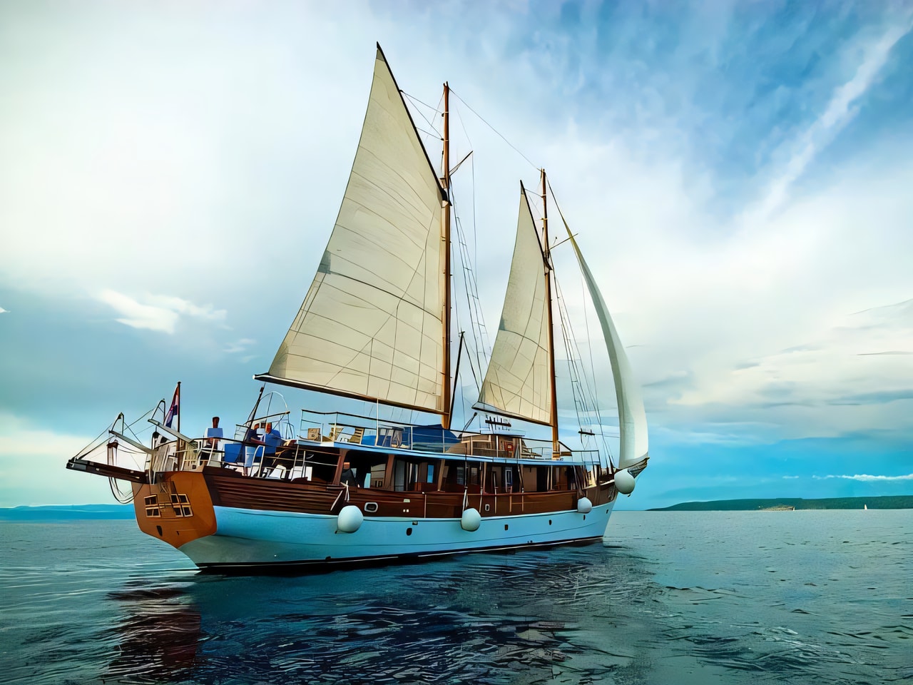 Exterior overview of Gulet Romanca gulet or cruiser for charter from Stobrec Marina in the Split sailing area Croatia