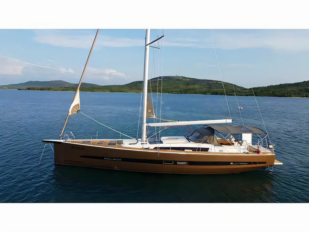 Exterior overview of Dufour 56 sail boat for charter from Pirovac in the Sibenik sailing area Croatia