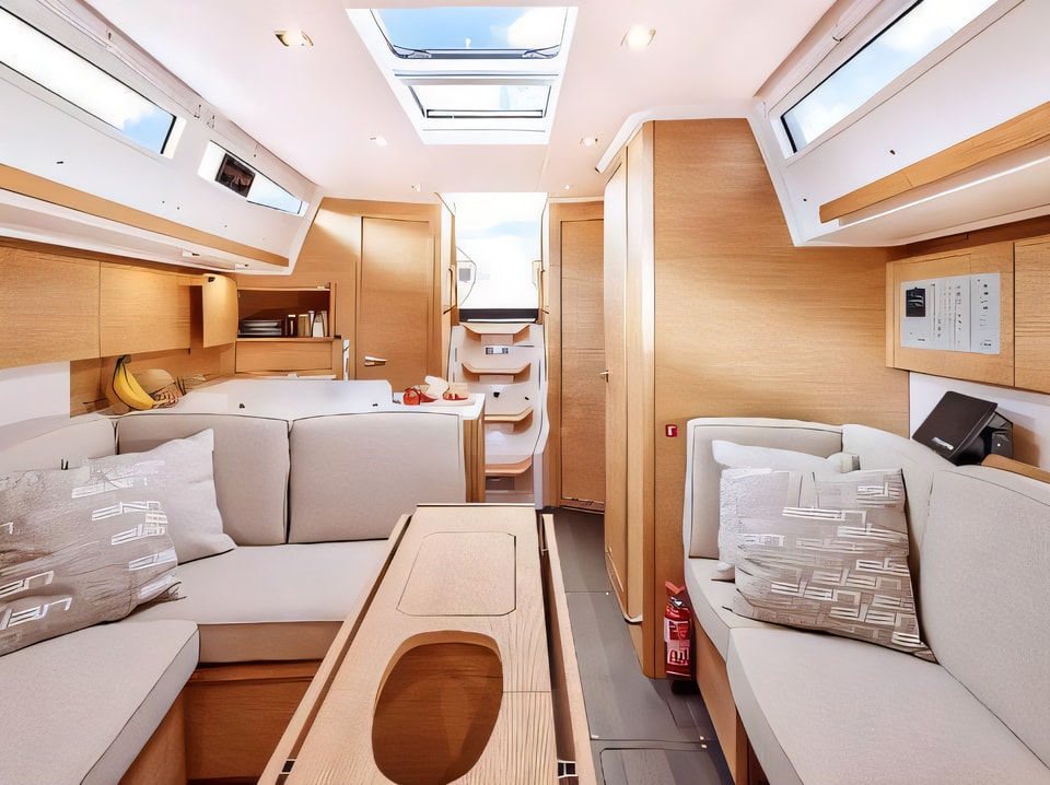 Interior of Elan E5 sail boat with 3 cabins Croatia yacht charter