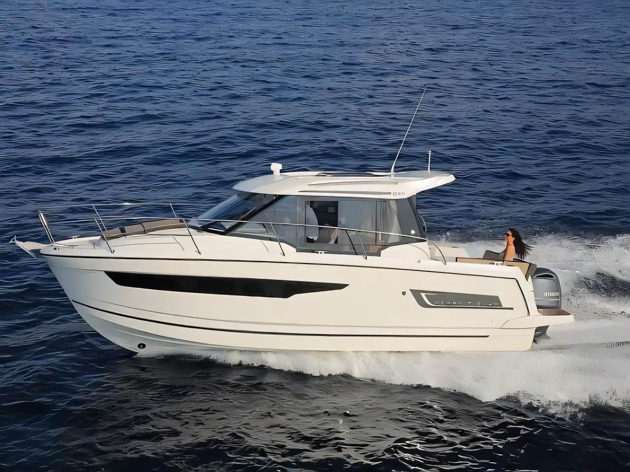 Exterior overview of Merry Fisher 895 motor boat for charter from Krk Marina Punat in the Istria / Kvarner sailing area Croatia