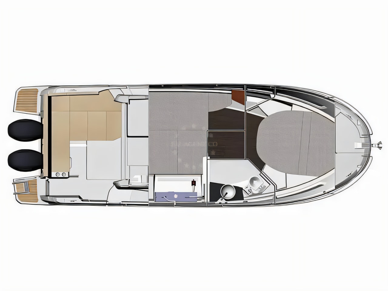 Interior of Merry Fisher 895 motor boat with 2 cabins Croatia yacht charter