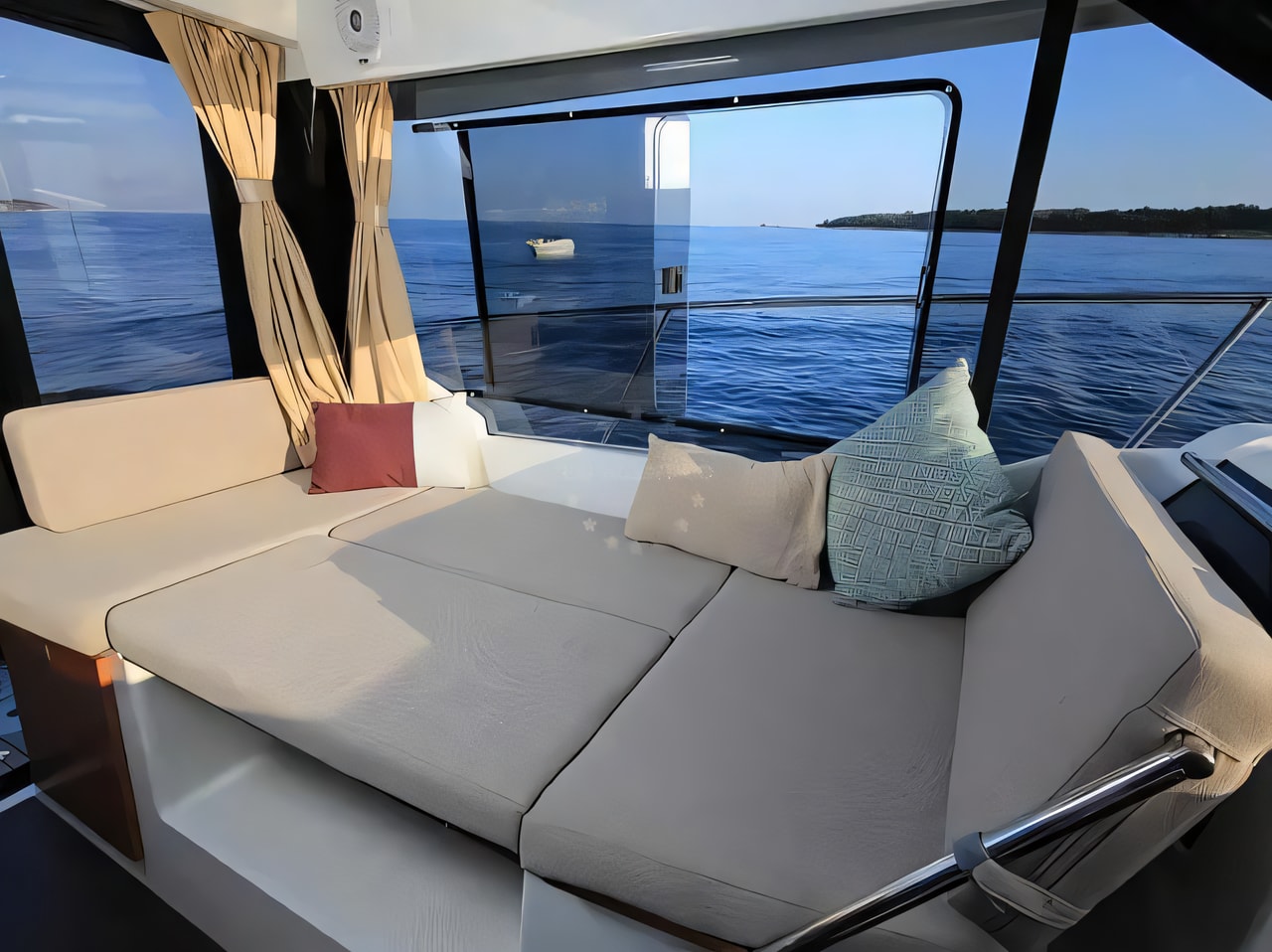 Layout of Merry Fisher 895 motor boat with 2 cabins Croatia yacht charter
