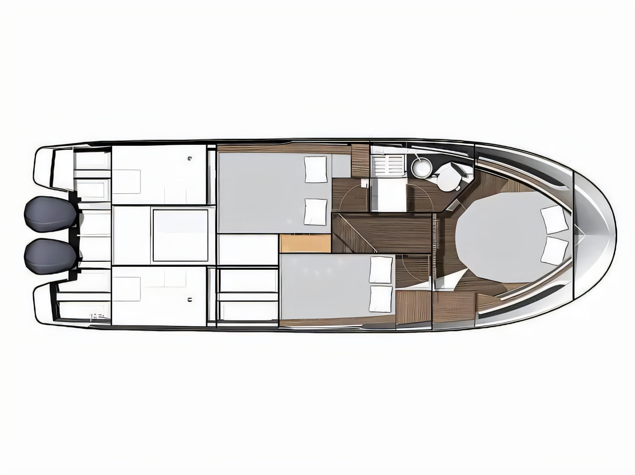 Interior of Merry Fisher 1095 FLY motor boat with 3 cabins Croatia yacht charter