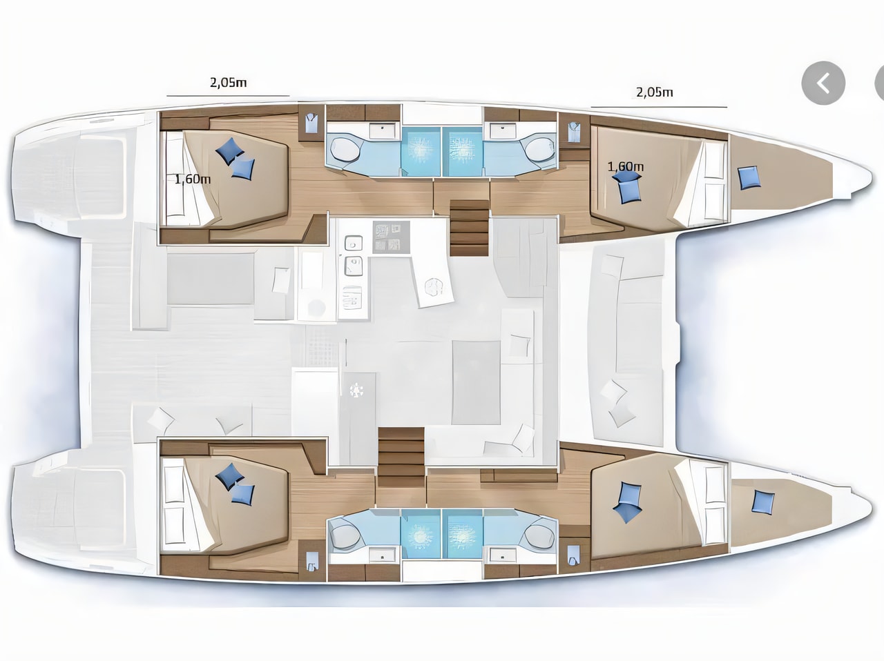 Interior of Lagoon 450 Sport catamaran with 6 cabins Croatia yacht charter