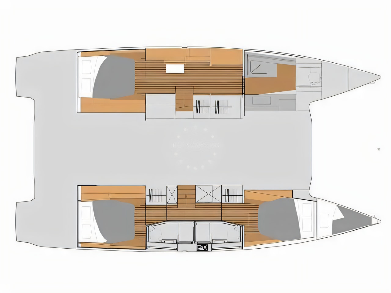 Interior of Elba 45 Owner Version catamaran with 3 cabins Croatia yacht charter