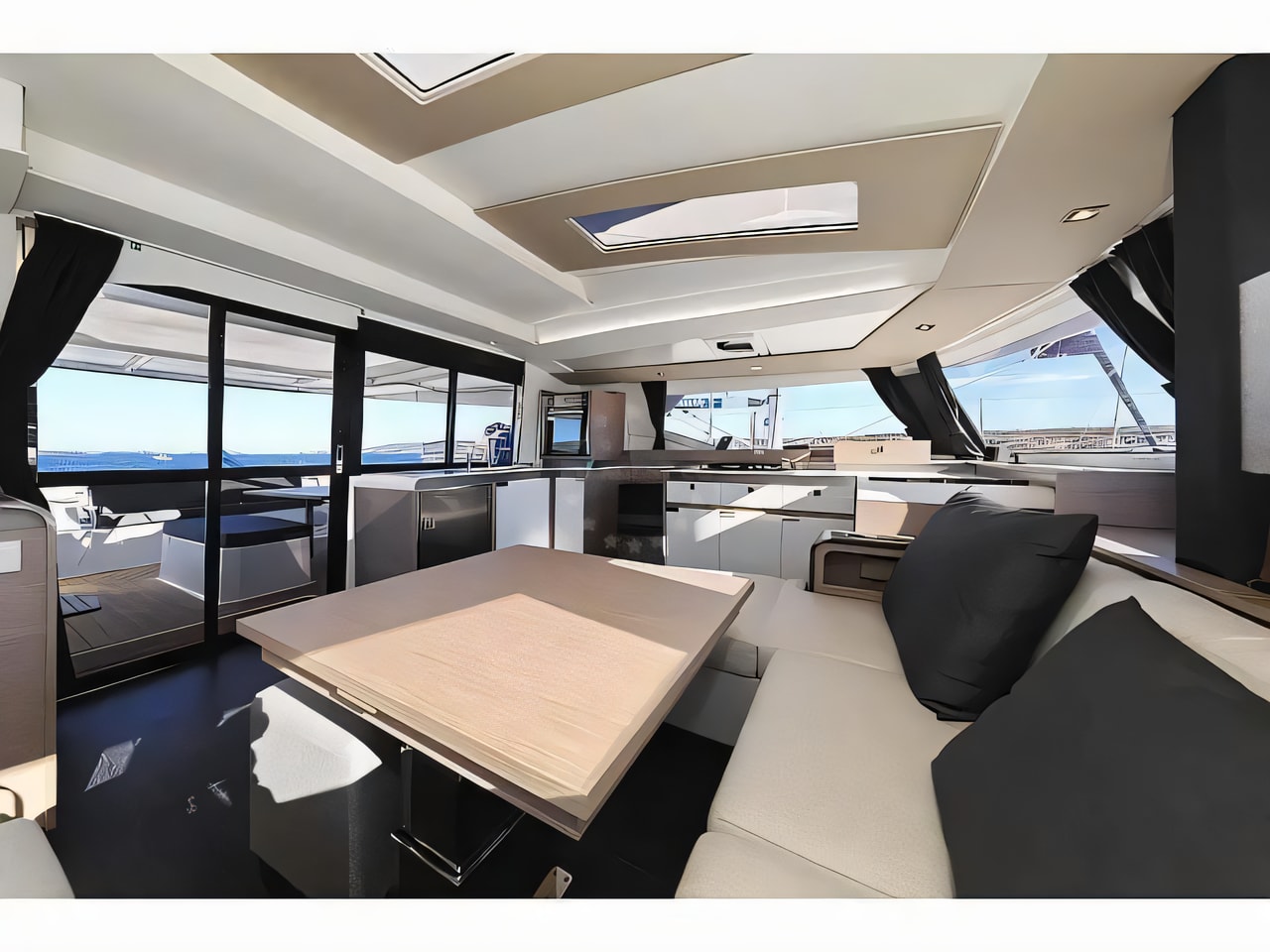 Layout of Elba 45 Owner Version catamaran with 3 cabins Croatia yacht charter