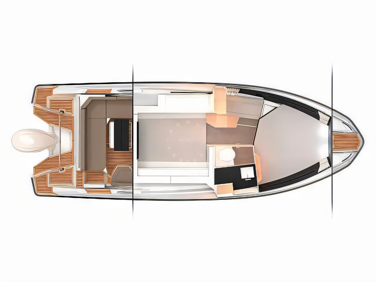 Interior of Finnmaster T9 ST motor boat with 2 cabins Croatia yacht charter