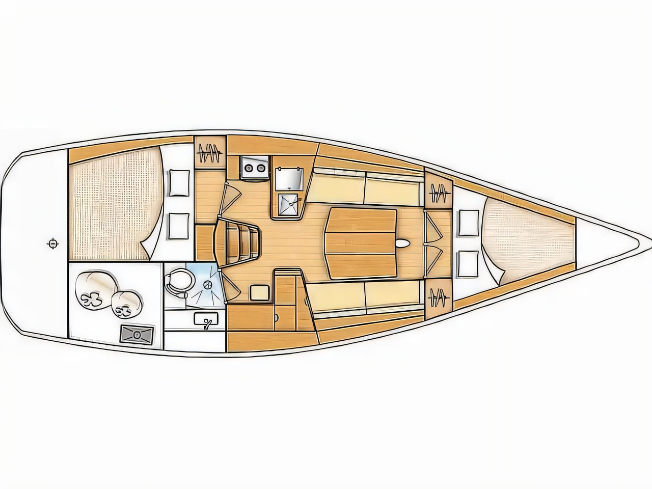 Interior of First 35 sail boat with 2 cabins Croatia yacht charter
