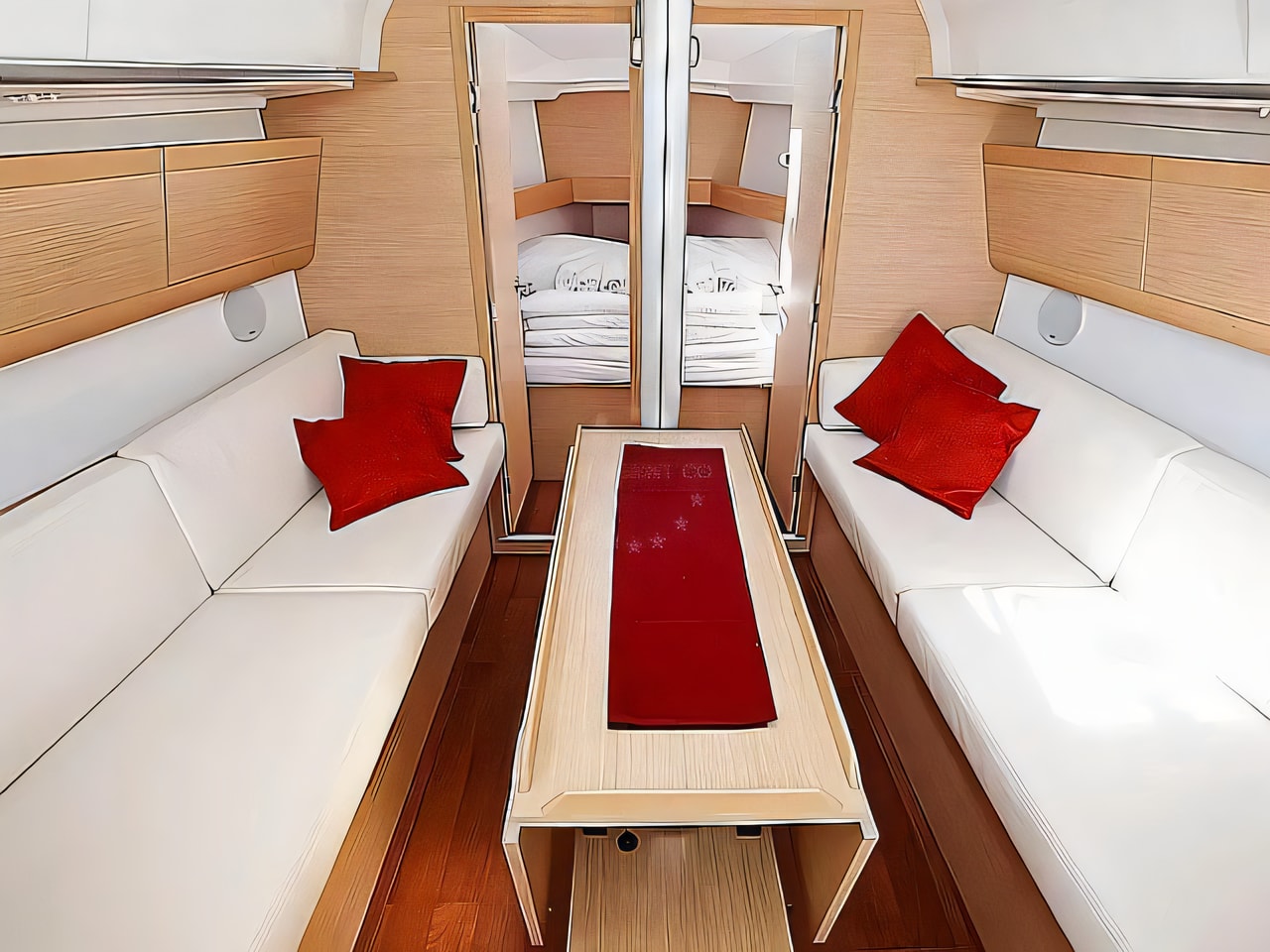 Layout of First 35 sail boat with 2 cabins Croatia yacht charter