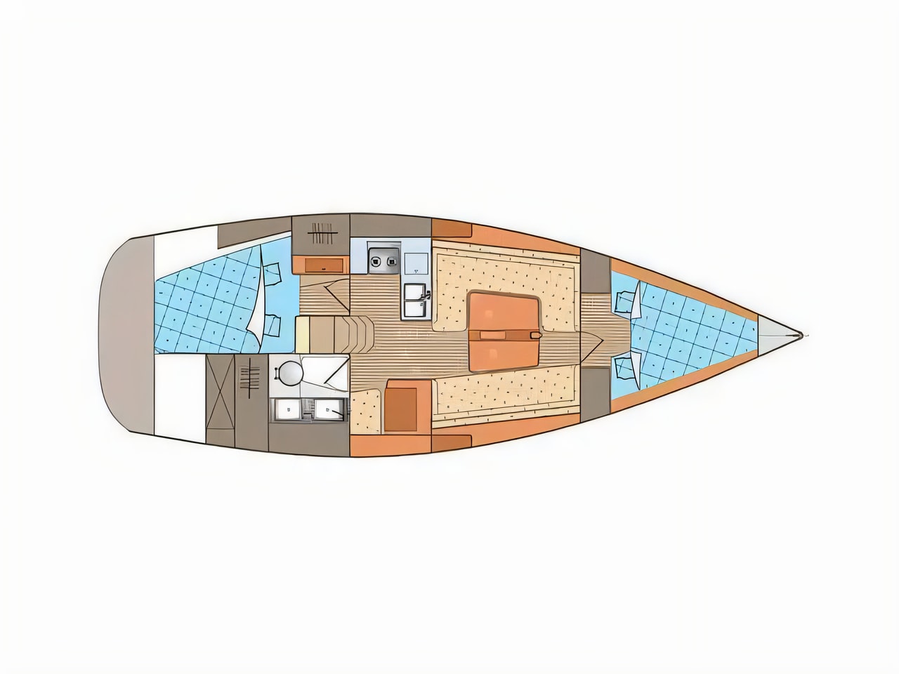 Interior of Elan 340 sail boat with 2 cabins Croatia yacht charter