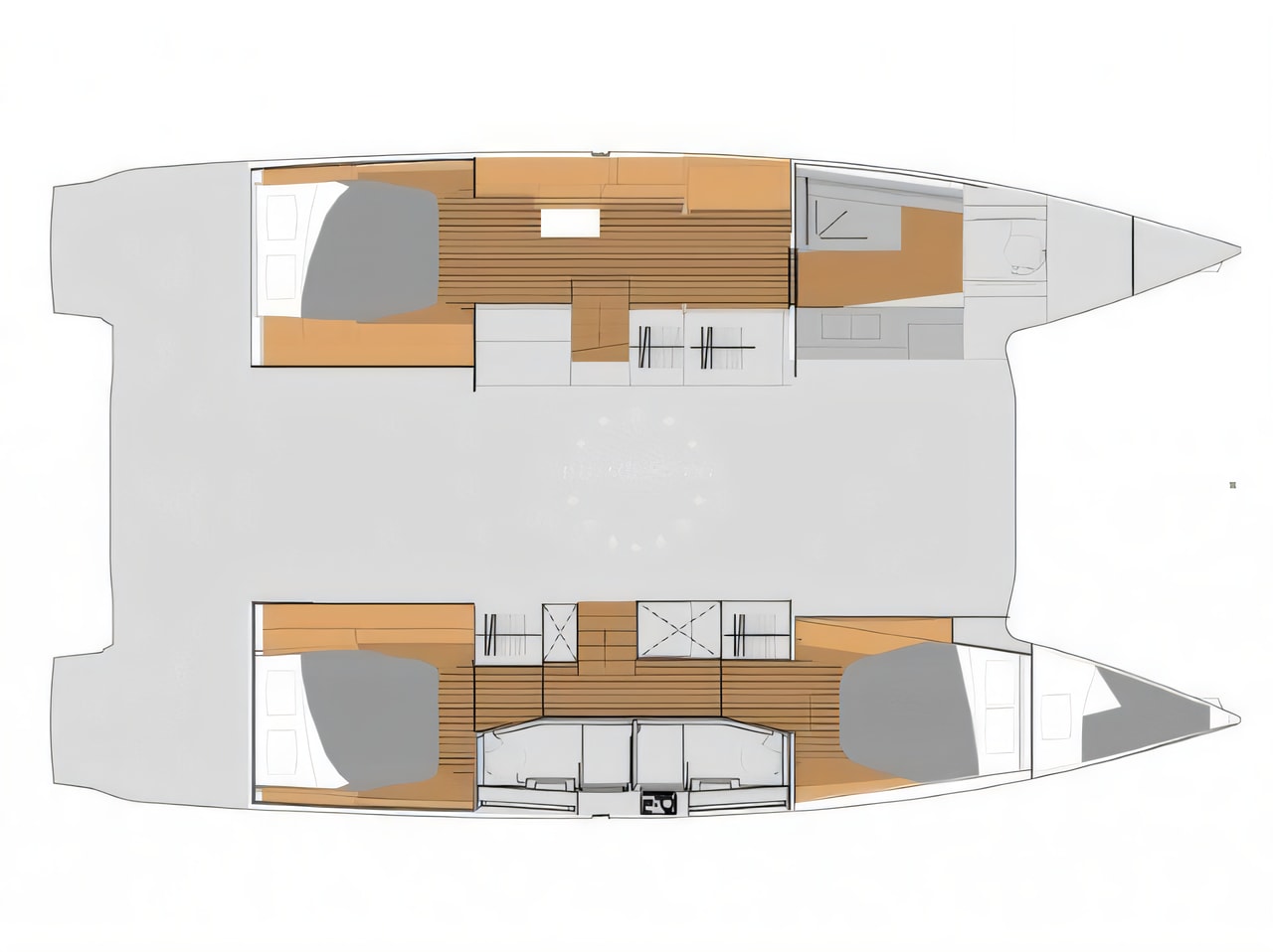 Interior of Elba 45 catamaran with 3 cabins Croatia yacht charter