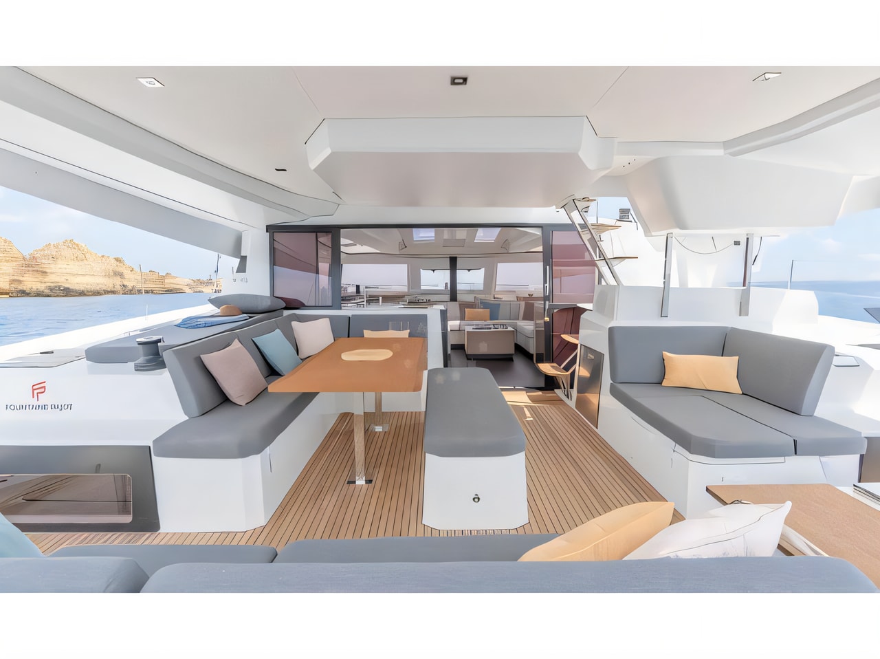 Layout of Elba 45 catamaran with 3 cabins Croatia yacht charter