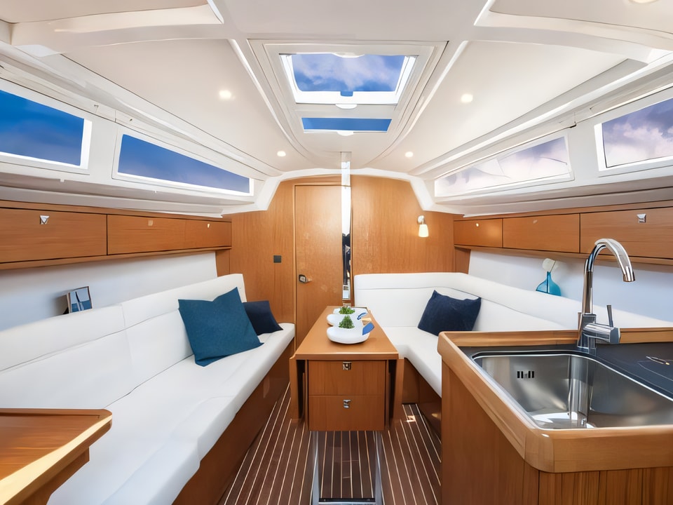 Interior of Bavaria Cruiser 33 sail boat with 2 cabins Croatia yacht charter