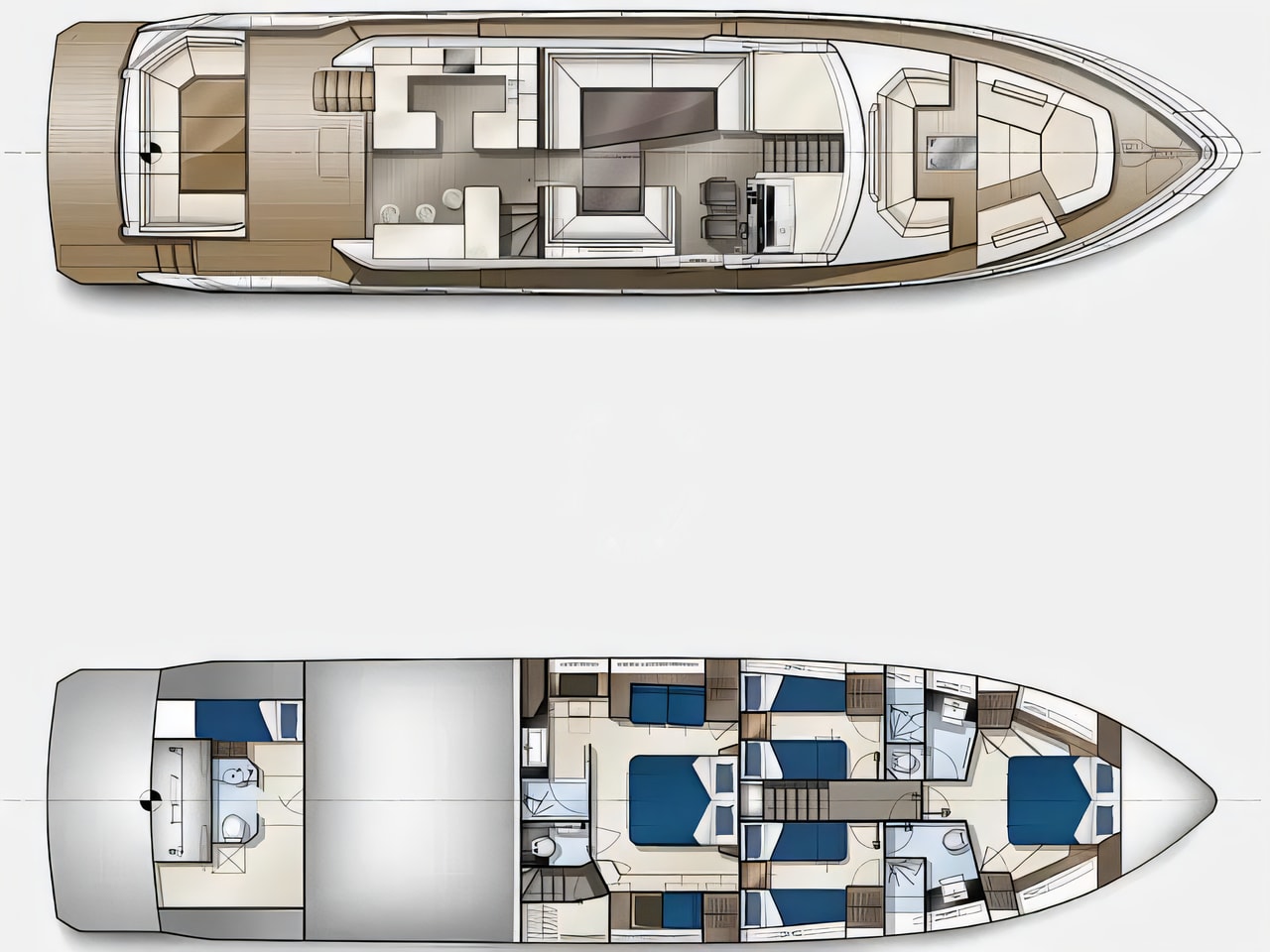 Interior of Galeon 680 Fly motoryacht with 4 cabins Croatia yacht charter