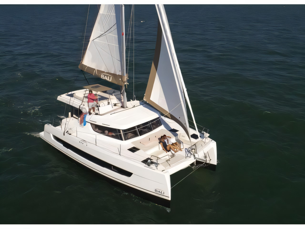 Exterior overview of Bali Catspace catamaran for charter from Pirovac in the Sibenik sailing area Croatia