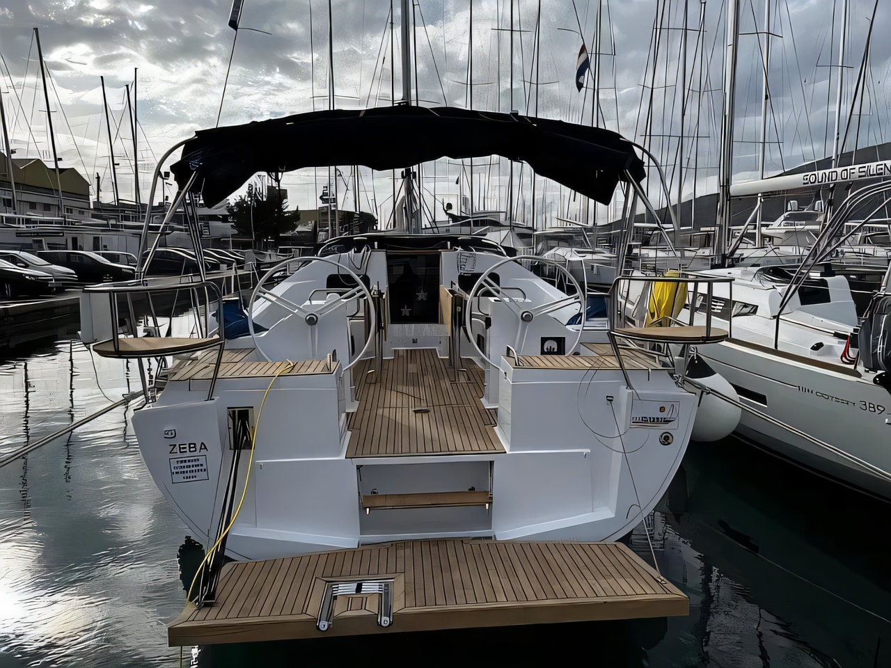 Exterior overview of Elan Impression 45 sail boat for charter from Trogir ACI Marina in the Split sailing area Croatia