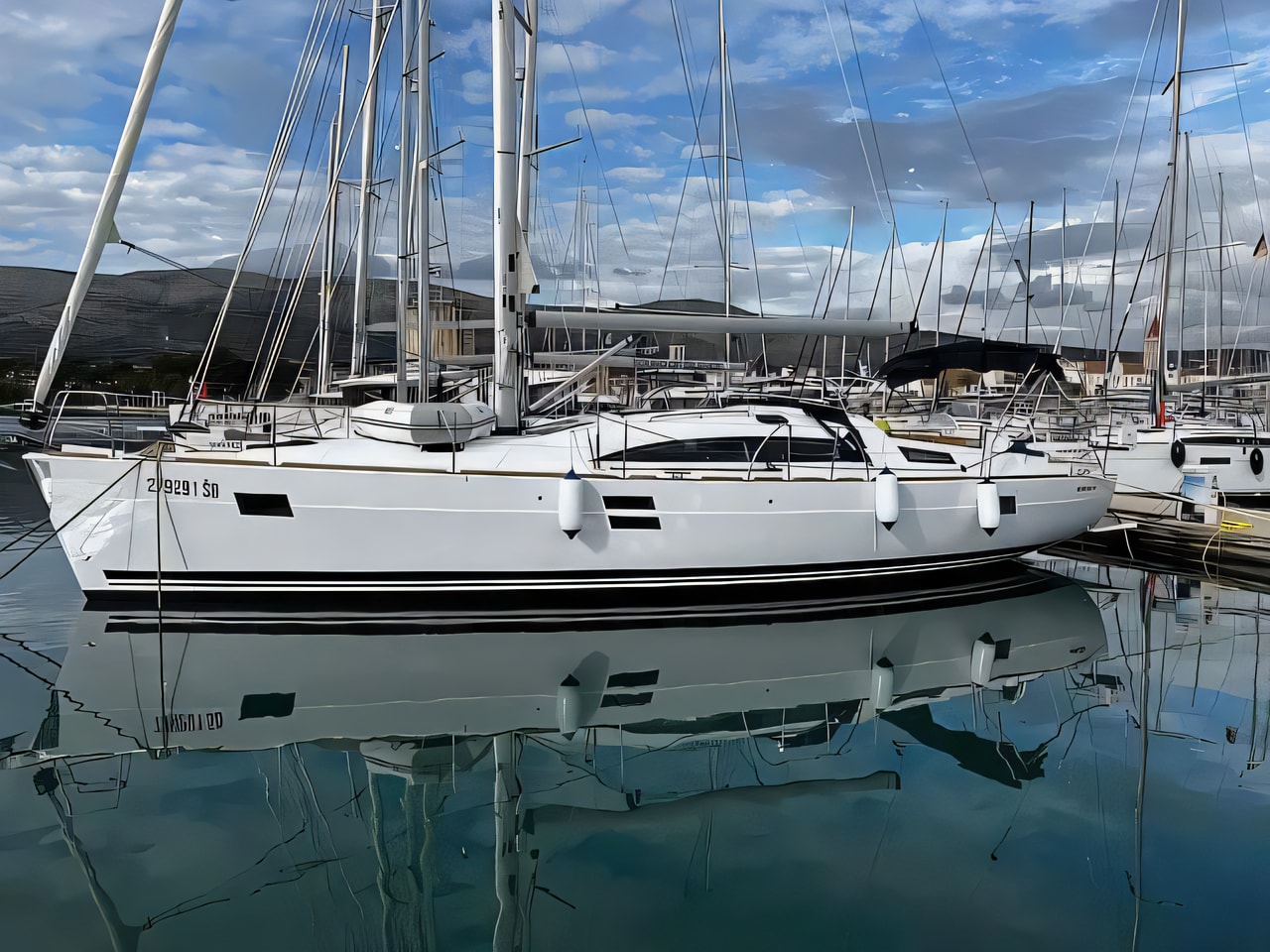 Interior of Elan Impression 45 sail boat with 4 cabins Croatia yacht charter