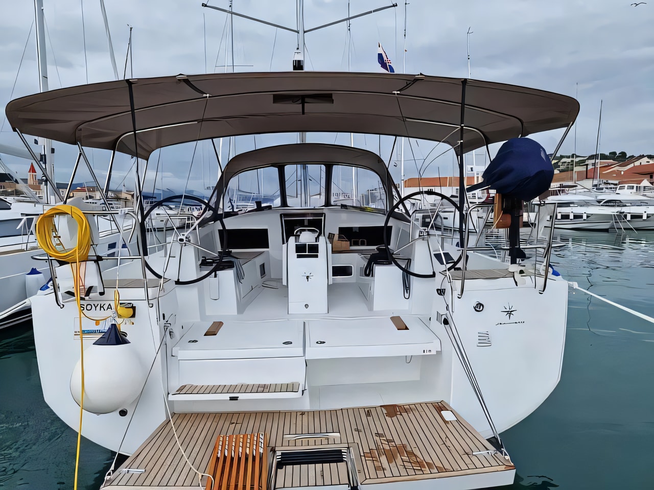 Exterior overview of Sun Odyssey 440 sail boat for charter from Trogir ACI Marina in the Split sailing area Croatia