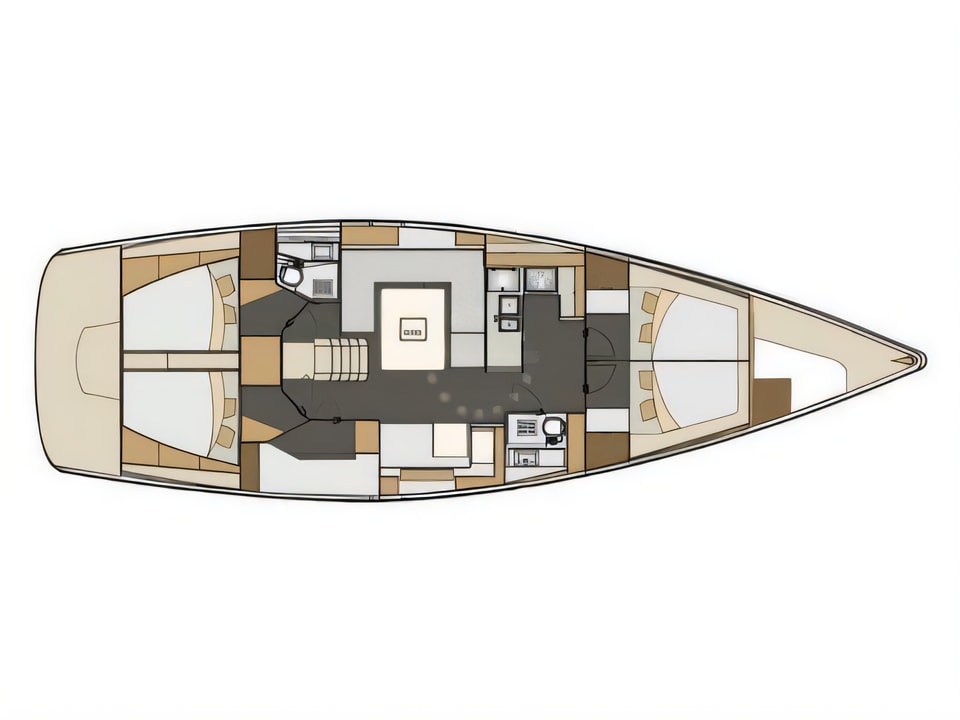 Layout of Elan 50 Impression sail boat with 6 cabins Croatia yacht charter