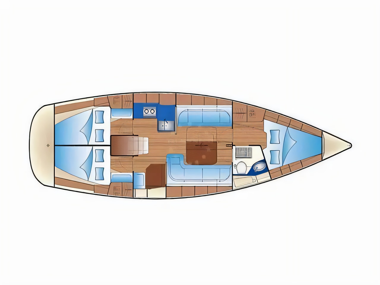Interior of Bavaria Cruiser 37 sail boat with 3 cabins Croatia yacht charter