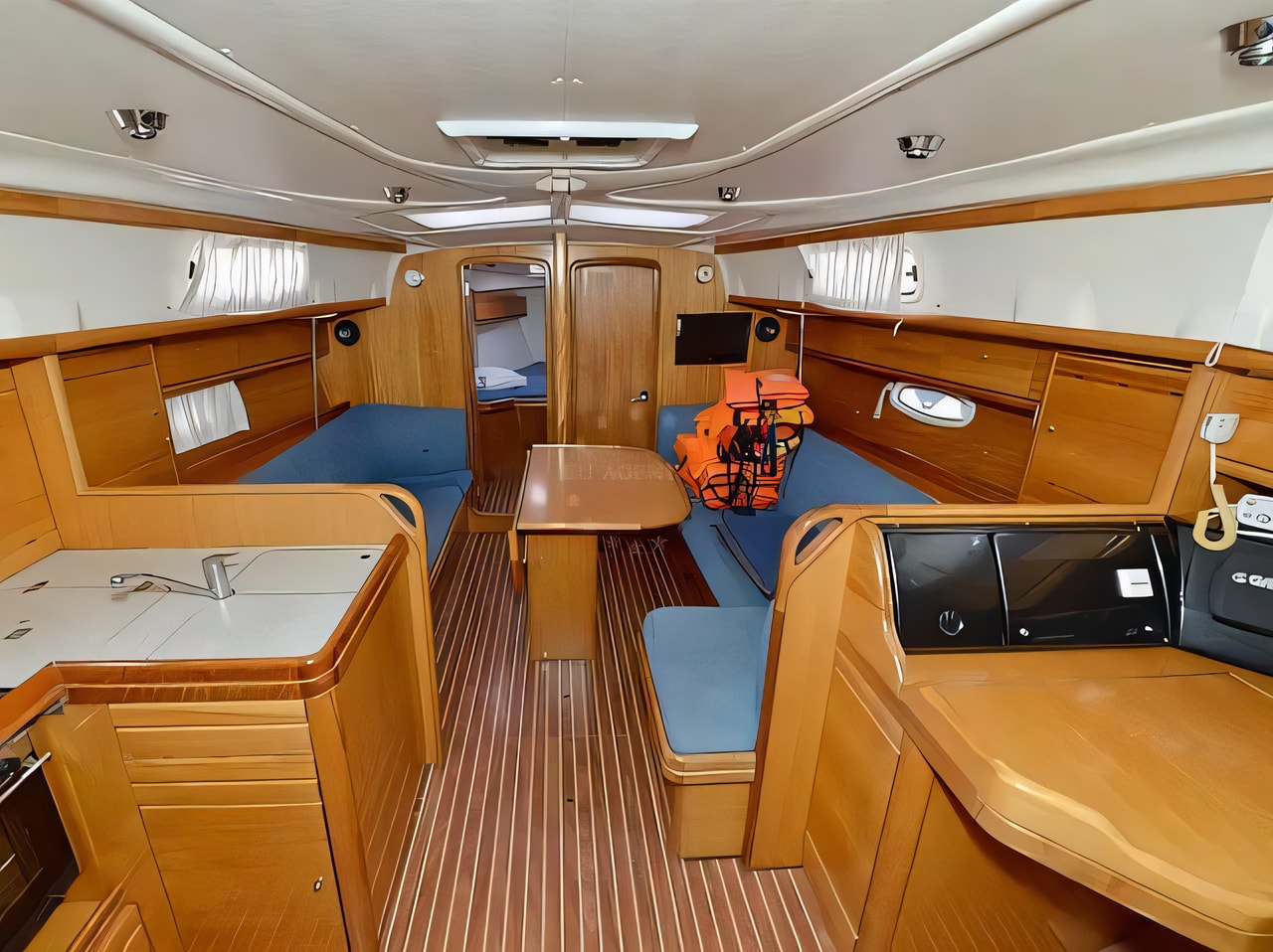 Layout of Bavaria Cruiser 37 sail boat with 3 cabins Croatia yacht charter