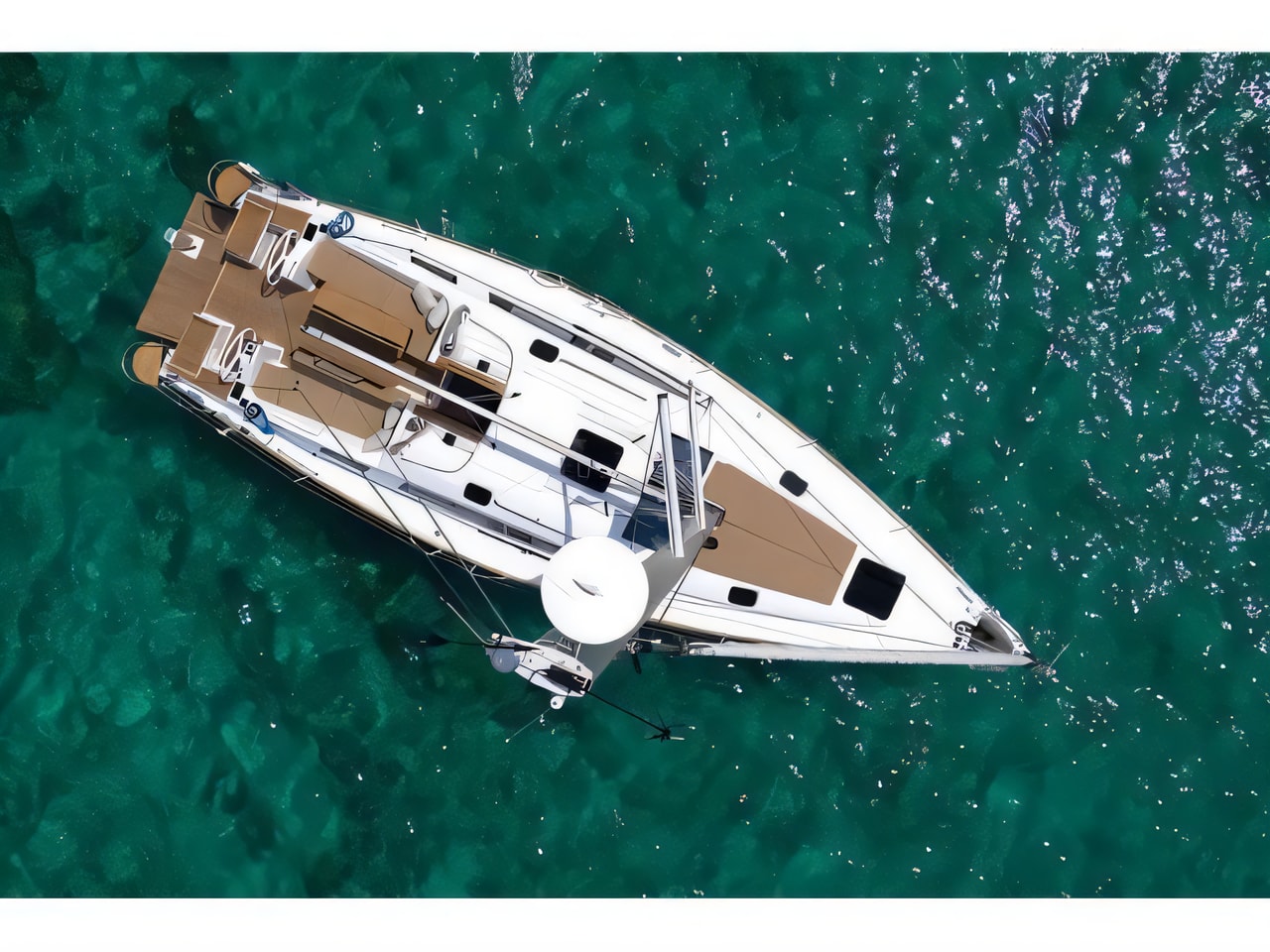 Exterior overview of Elan 45.1 Impression 3 cabins 2 heads sail boat for charter from Biograd Kornati in the Zadar sailing area Croatia