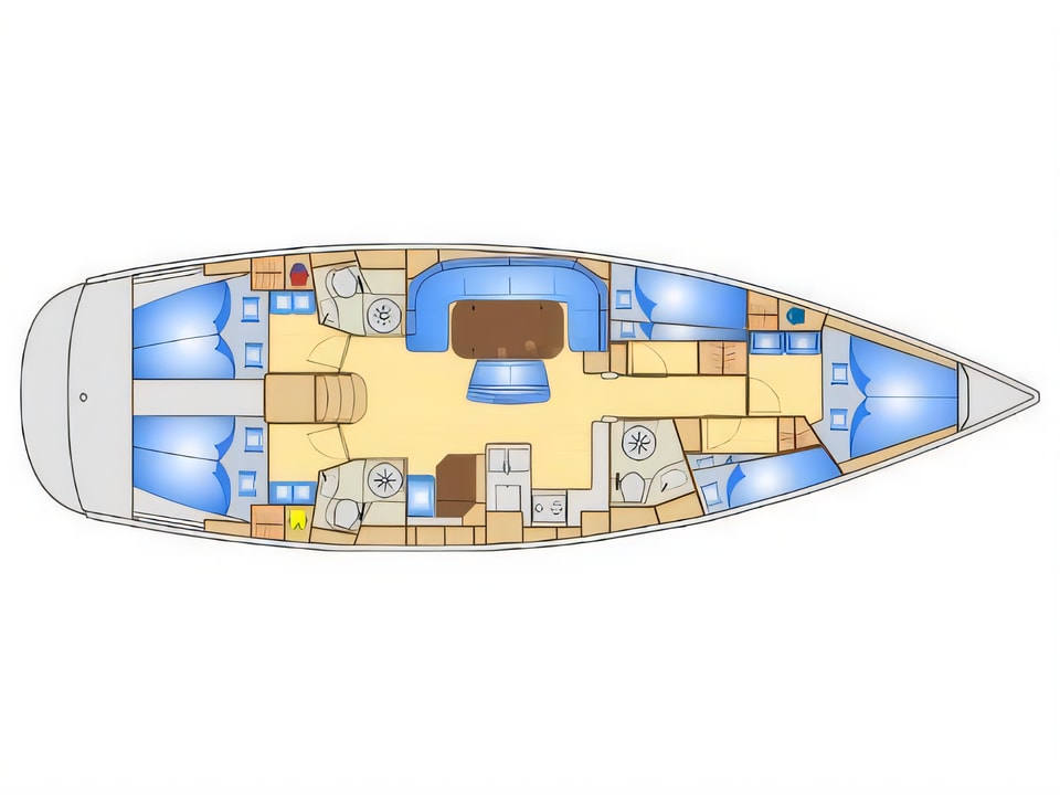 Bavaria 50 Cruiser yacht layout 5 cabins Croatia charter