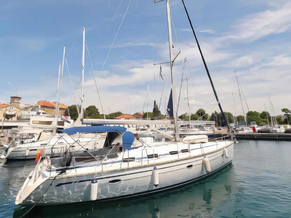 Exterior overview of Bavaria 46 Cruiser sail boat for charter from Zadar Marina Zadar in the Zadar sailing area Croatia