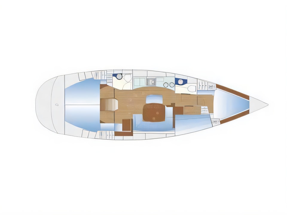 Layout of Bavaria 44 sail boat with 4 cabins Croatia yacht charter