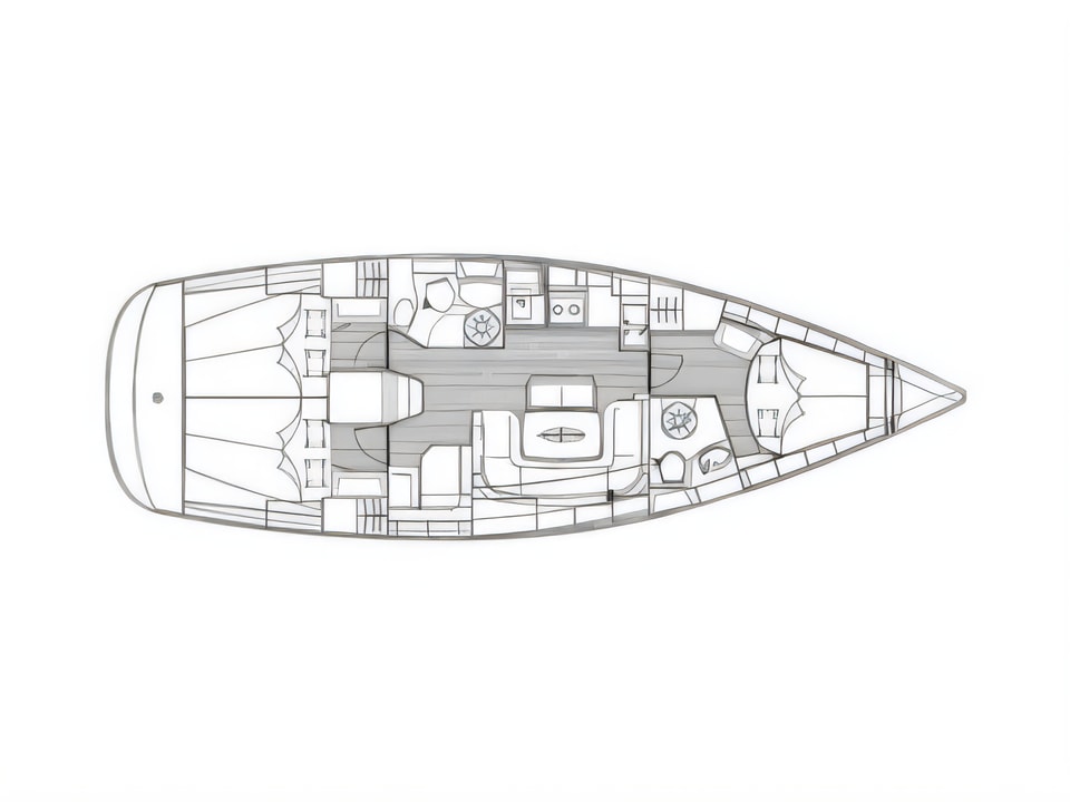 Layout of Bavaria 39 Cruiser sail boat with 3 cabins Croatia yacht charter