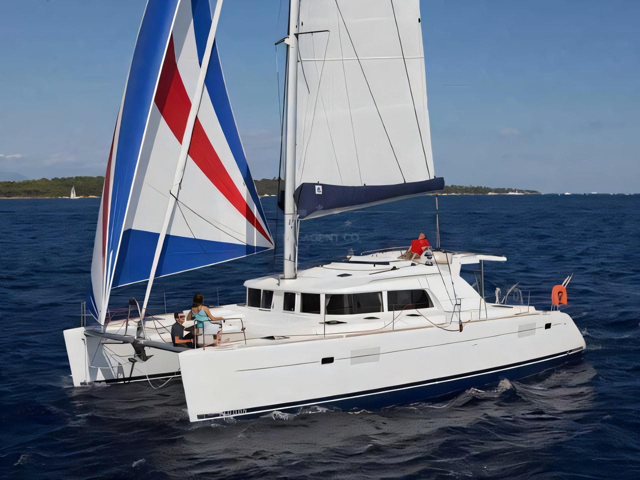 Exterior overview of Lagoon 440-07 catamaran for charter from Sukosan Marina Dalmacija in the Zadar sailing area Croatia