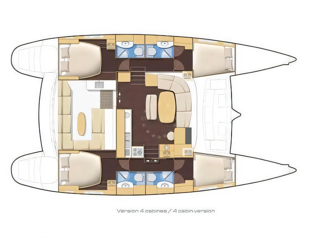 Interior of Lagoon 440-07 catamaran with 5 cabins Croatia yacht charter