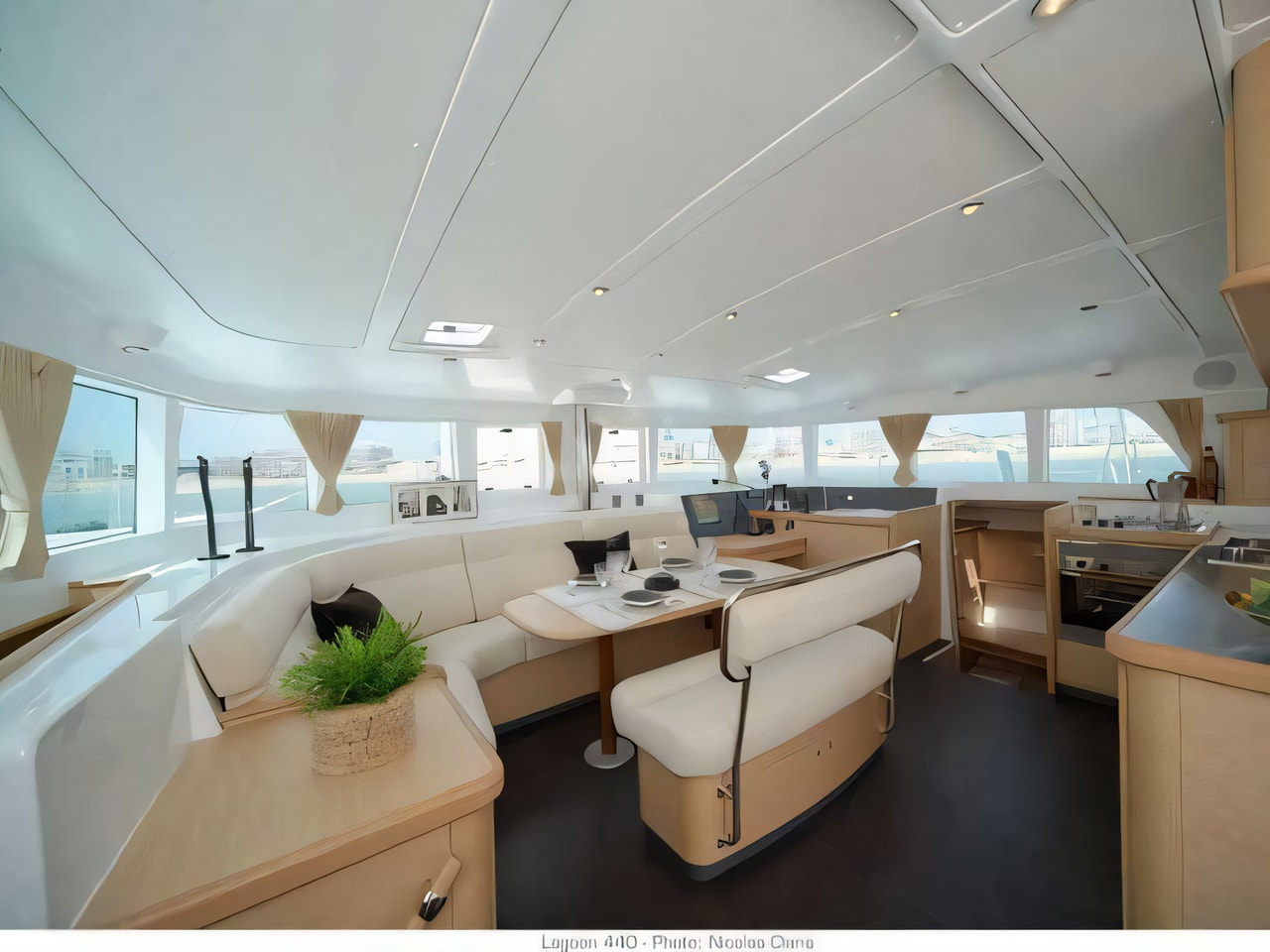 Layout of Lagoon 440-07 catamaran with 5 cabins Croatia yacht charter