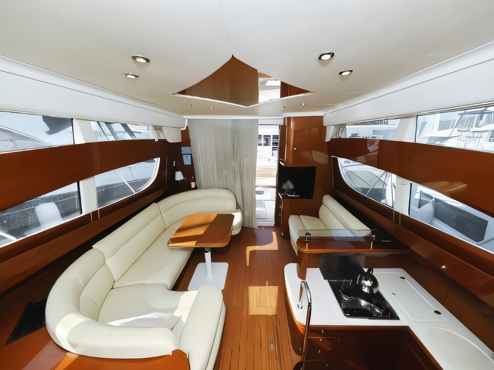 Interior of Jeanneau Prestige 46 Fly motoryacht with 4 cabins Croatia yacht charter