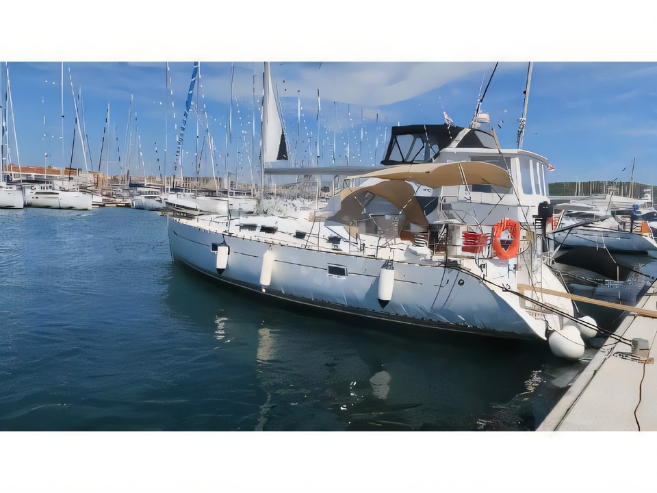 Exterior overview of Oceanis 423 sail boat for charter from Pirovac in the Sibenik sailing area Croatia