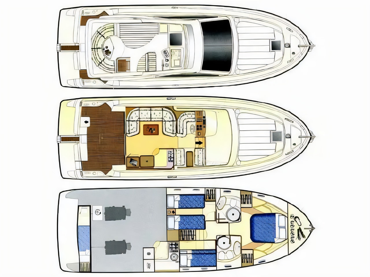 Interior of Ferretti 43 Fly motoryacht with 2 cabins Croatia yacht charter