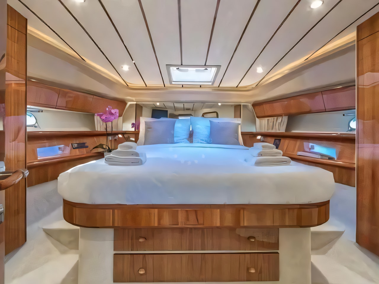 Layout of Ferretti 43 Fly motoryacht with 2 cabins Croatia yacht charter