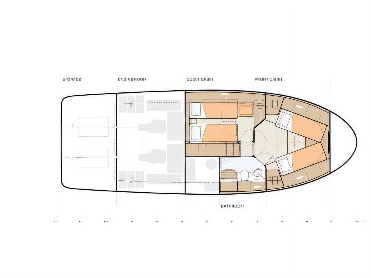 Interior of Greenline 40 motor boat with 2 cabins Croatia yacht charter