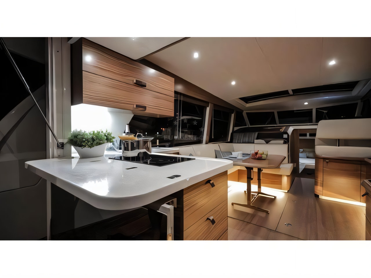 Layout of Greenline 40 motor boat with 2 cabins Croatia yacht charter