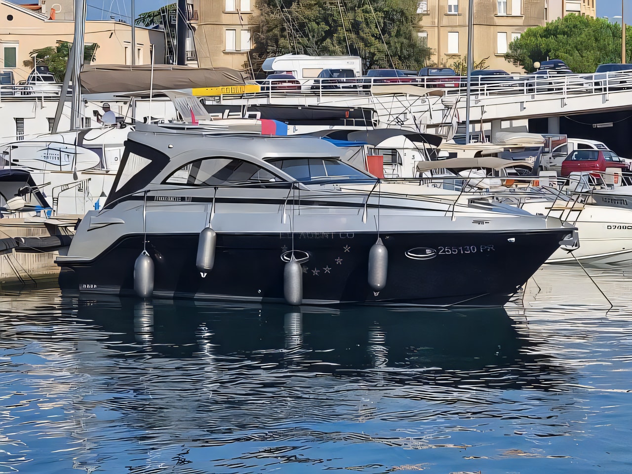 Exterior overview of MIRAKUL 30 motor boat for charter from Sukosan Marina Dalmacija in the Zadar sailing area Croatia