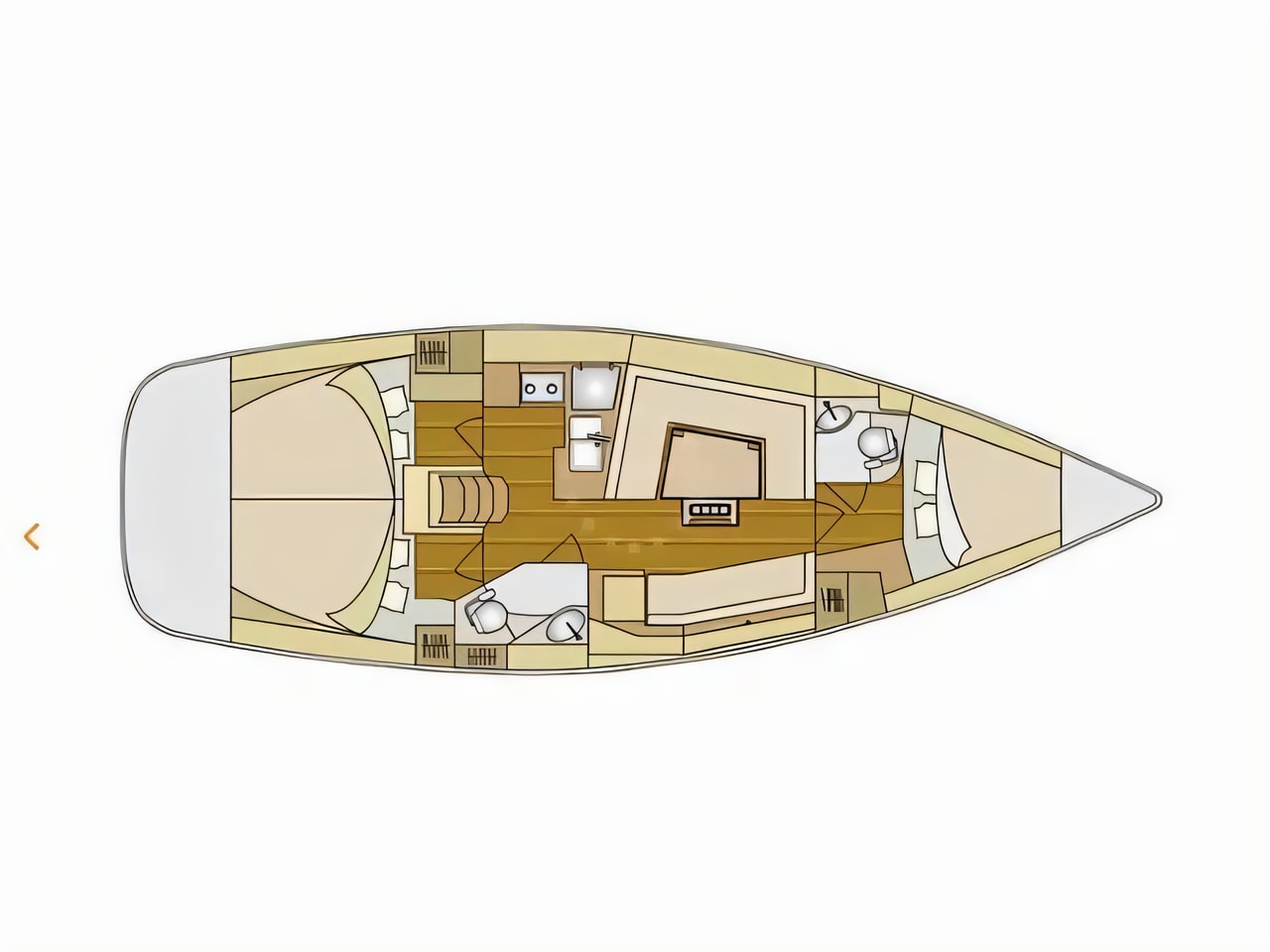 Interior of Elan Impression 40 sail boat with 3 cabins Croatia yacht charter