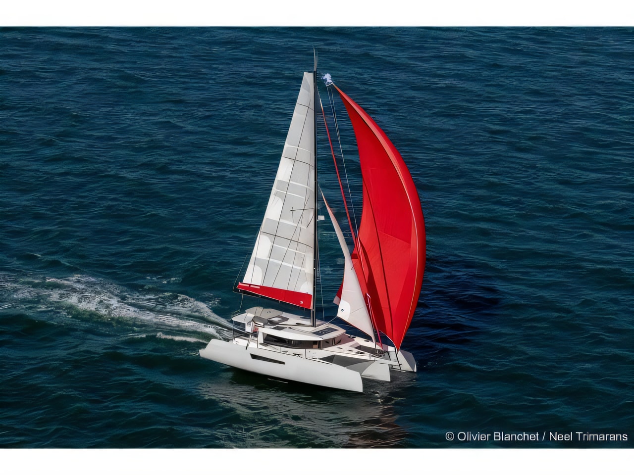 Exterior overview of Neel 47 catamaran for charter from Primosten Marina Kremik in the Split sailing area Croatia