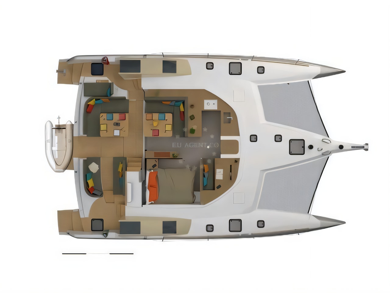 Interior of Neel 47 catamaran with 5 cabins Croatia yacht charter