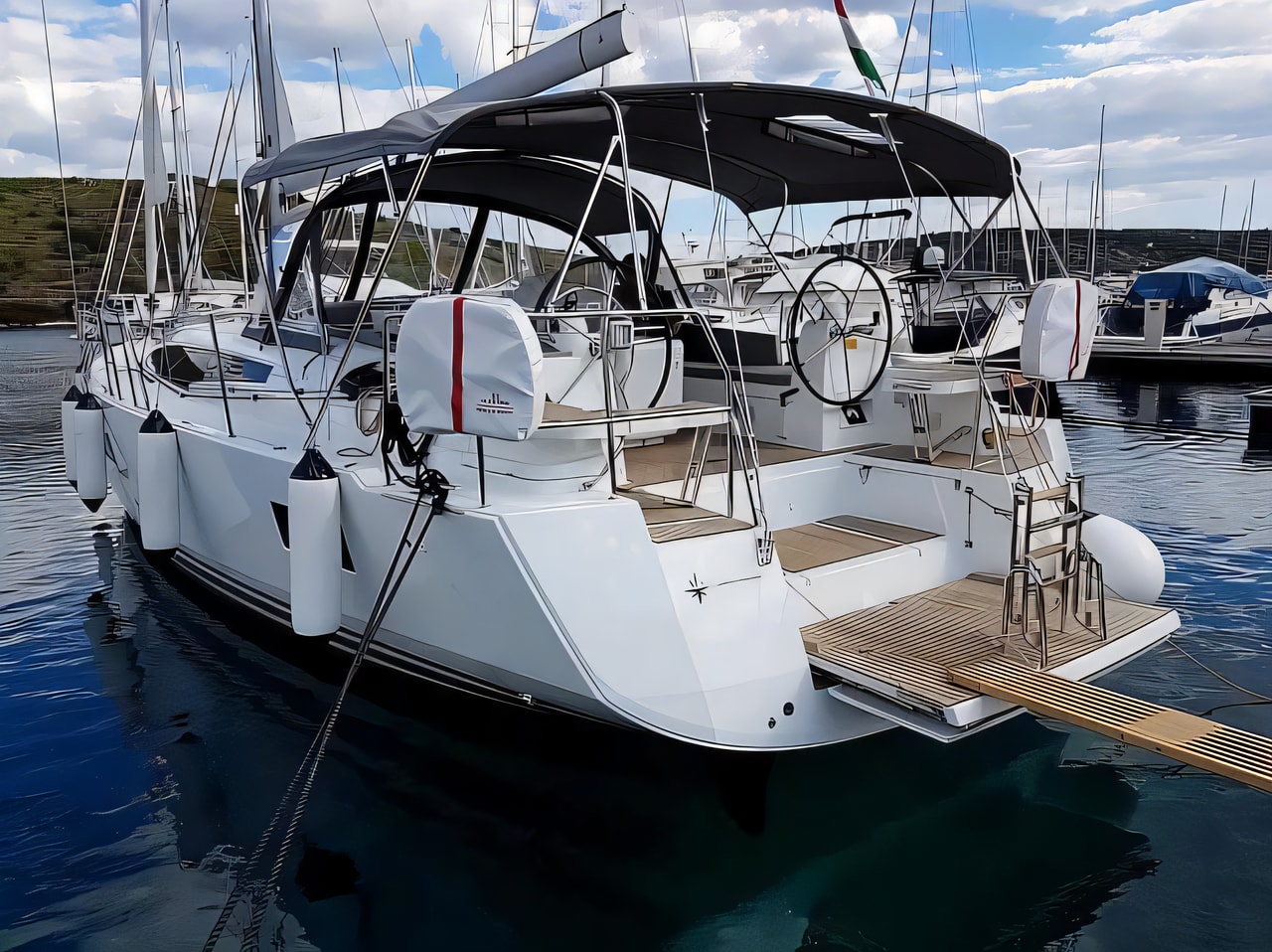 Exterior overview of Jeanneau 54 sail boat for charter from Pirovac in the Sibenik sailing area Croatia