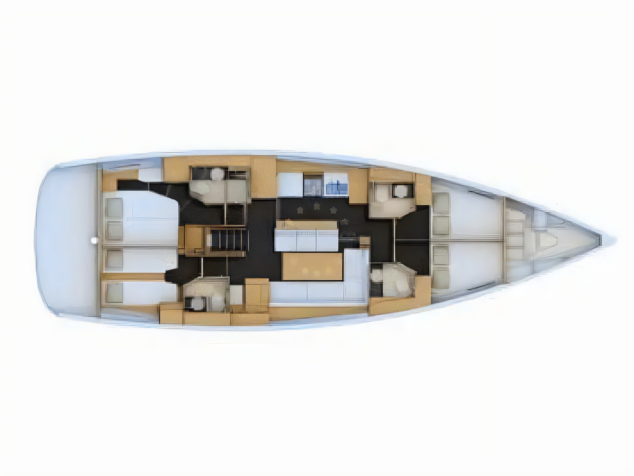 Interior of Jeanneau 54 sail boat with 5 cabins Croatia yacht charter