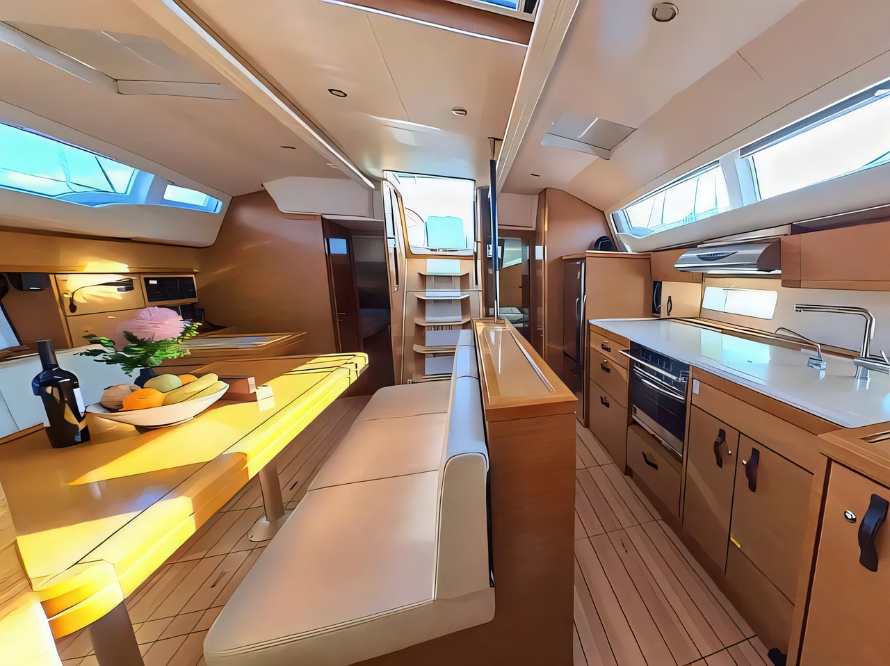Layout of Jeanneau 54 sail boat with 5 cabins Croatia yacht charter