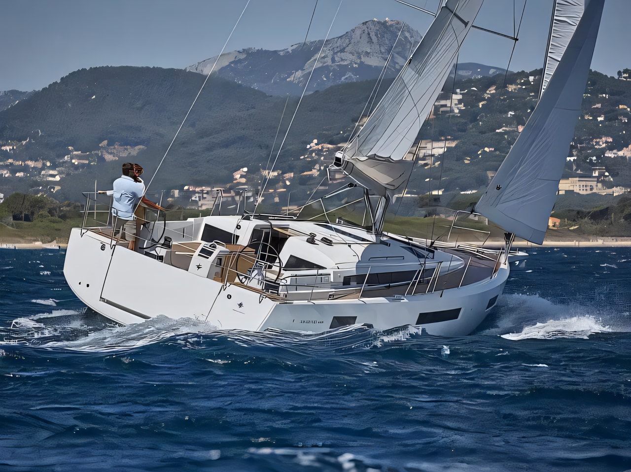 Exterior overview of Sun Odyssey 440 sail boat for charter from Pirovac in the Sibenik sailing area Croatia