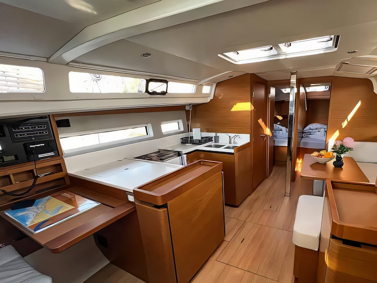 Layout of Sun Odyssey 440 sail boat with 4 cabins Croatia yacht charter