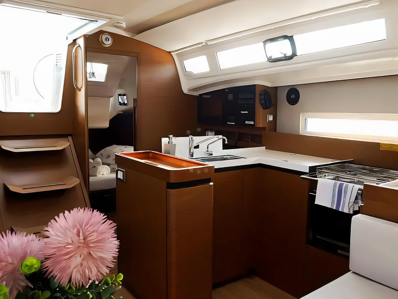 Layout of Sun Odyssey 410 sail boat with 3 cabins Croatia yacht charter